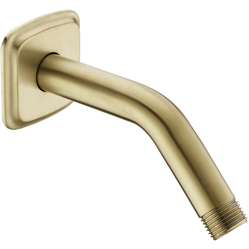 TRUSTMI Shower Arm with Flange, Angled 6-Inch Stainless Steel Replacement Pipe, Wall Mounted Tube for Bathroom Shower Head, Brushed Gold - Image 1
